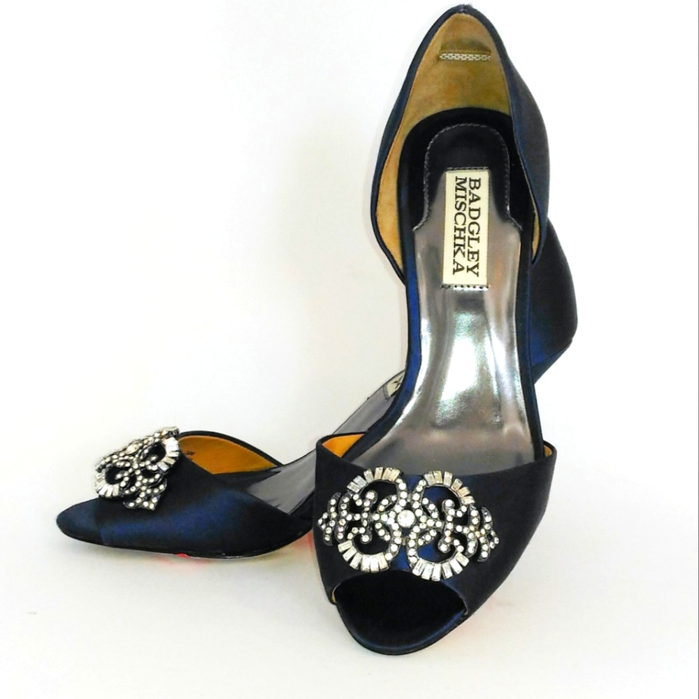 Badgley Mischka Satin Blue Heels